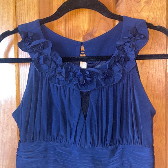 SIGNATURE BY SANGRIA LADY NAVY BLUE RUNCHED FABRIC JERSEY KNIT STRETCH DRESS 10 - Picture 3 of 5